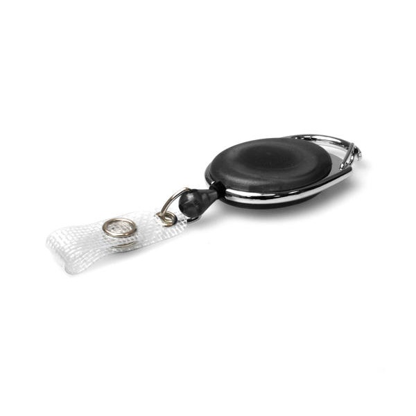 Bilde av Black translucent carabiner ID badge reel with reinforced strap. 60270171 (DE,SE,NO,FI,RO,PL)